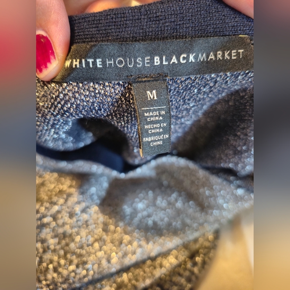 White House Black Market Dark Blue and Metallic Sweater - Picture 4 of 6